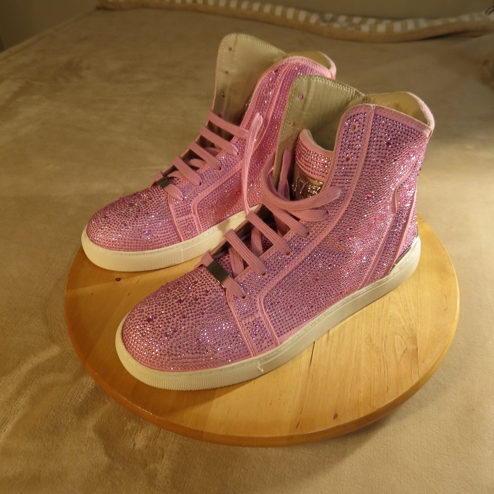 J75 by Jump Sestos Sneakers Womens 10 Pink Rhinestone Embellished High Top